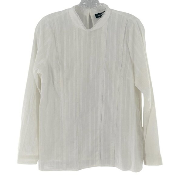 Modcloth Edwardian White Cotton Lace Trim Blouse Size Medium - Picture 2 of 6
